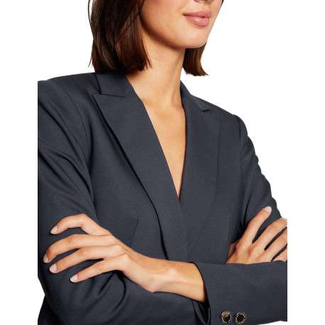 Veste blazer marine unie avec une coupe droite et des manches longues - Image 8