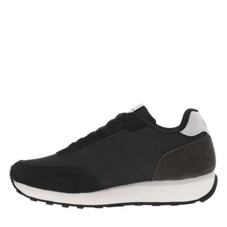 Baskets running noires à talon compensé bas bicolore blanc et gris