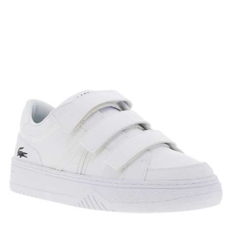 Baskets tennis blanches grainées avec logo de la marque embossé en noir - Image 3