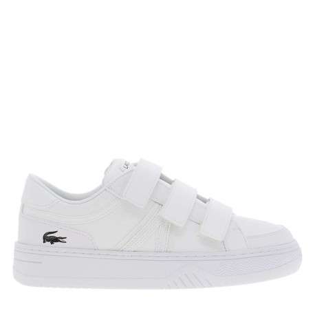 Baskets tennis blanches grainées avec logo de la marque embossé en noir - Image 2