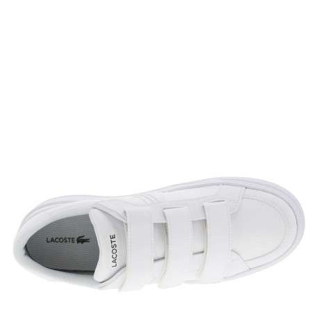 Baskets tennis blanches grainées avec logo de la marque embossé en noir - Image 4