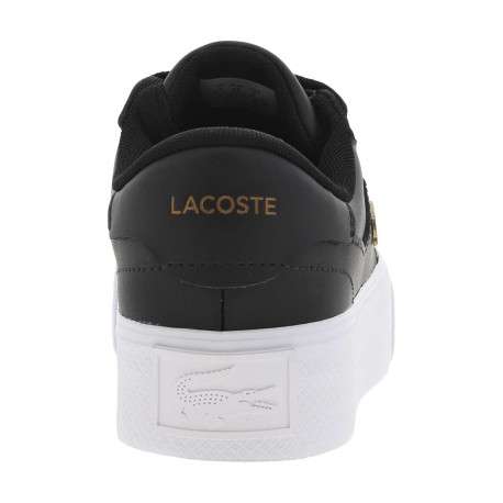 Baskets tennis en cuir noires avec logo embossé sur la semelle plateau blanche - Image 6