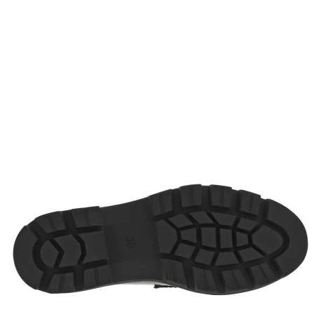 Mocassins gris vernis effet fumé avec dessin sur l'empeigne à talon compensé bas - Image 5