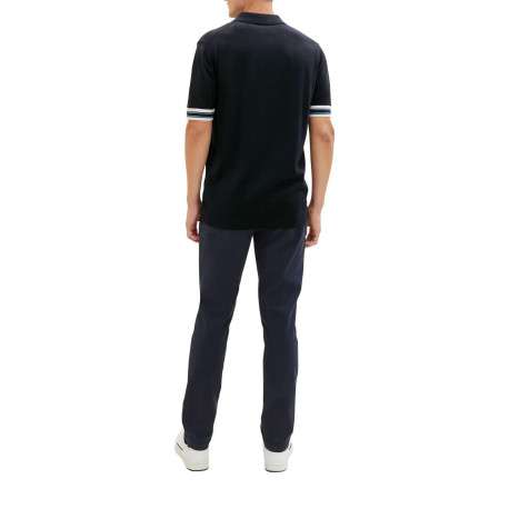 Pantalon en coton marine avec une ceinture à la taille et une coupe slim - Image 5