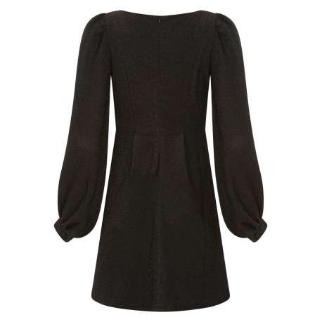 Robe courte noire à lurex avec une coupe patineuse et un col carré - Image 2