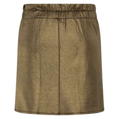 Jupe courte or à lurex avec une coupe droite et une taille élastiquée - Image 2