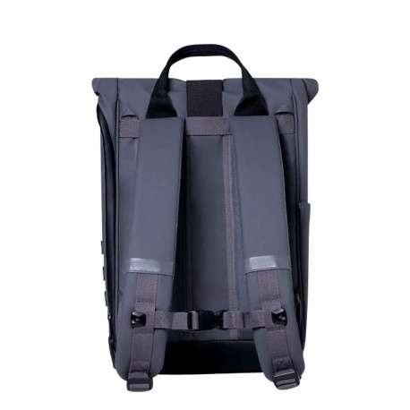 Sac à dos Budapest anthracite avec logo cousu sur la poche zippée et le rabat - Image 3