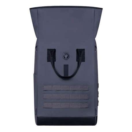 Sac à dos Budapest anthracite avec logo cousu sur la poche zippée et le rabat - Image 4