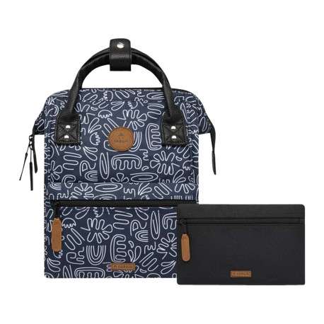 Sac à dos marine avec imprimé de fleurs abstrait et poches interchangeables