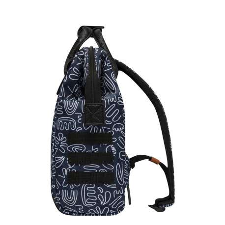 Sac à dos marine avec imprimé de fleurs abstrait et poches interchangeables - Image 3