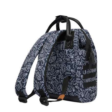 Sac à dos marine avec imprimé de fleurs abstrait et poches interchangeables - Image 4