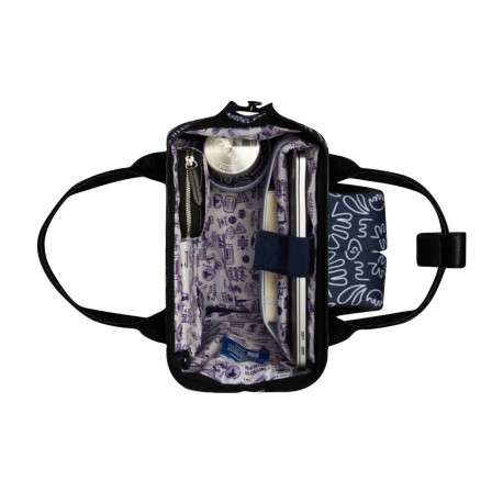 Sac à dos marine avec imprimé de fleurs abstrait et poches interchangeables - Image 5