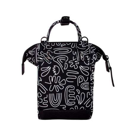 Sac noir avec imprimé de fleurs abstrait et fermeture zippée - Image 2