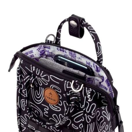 Sac noir avec imprimé de fleurs abstrait et fermeture zippée - Image 3