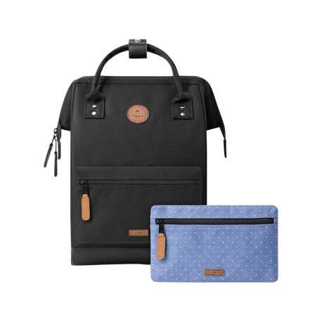 Sac à dos noir uni avec fermeture zippée et poches interchangeables