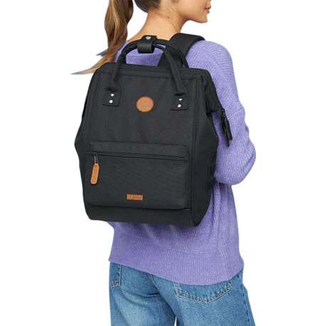 Sac à dos noir uni avec fermeture zippée et poches interchangeables - Image 5