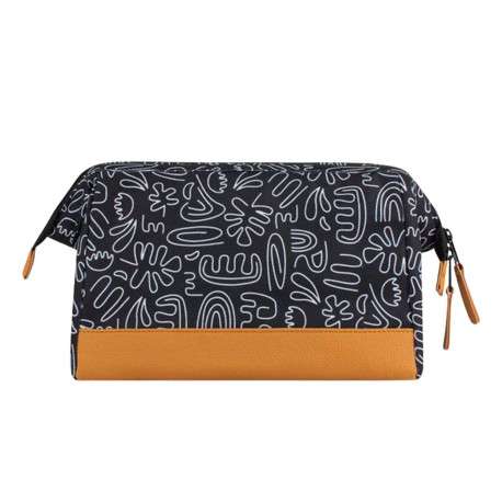 Trousse noire avec imprimé de fleurs abstrait et fermeture zippée - Image 2