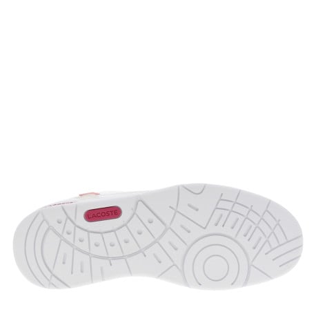 Baskets tennis en cuir blanches avec détails rose et jaune fluo collés  - Image 5