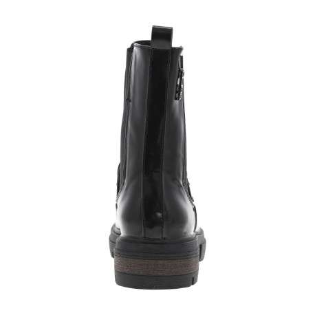 Bottines noires vernies avec bijou noir logotypé collé sur la tige - Image 6