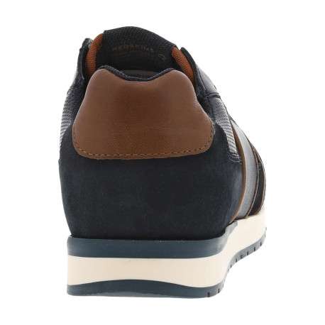 Sneakers en cuir bleu marine à détails marron et à lacets plats bleu marine - Image 6