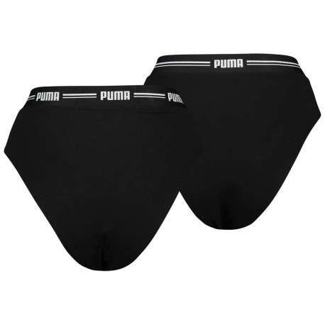 Slip brésilien en coton noire unie avec une ceinture élastiquée croisée - Image 2
