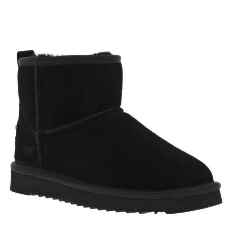 Boots en cuir de vachette noir, fourrées en laine, à semelle plate adhérente - Image 3