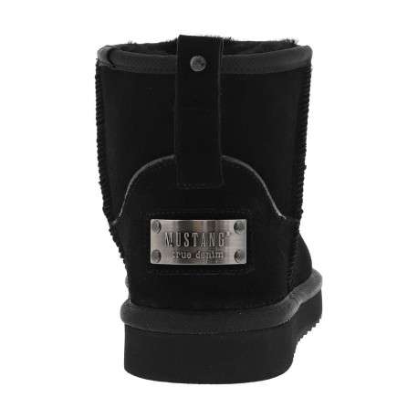 Boots en cuir de vachette noir, fourrées en laine, à semelle plate adhérente - Image 6