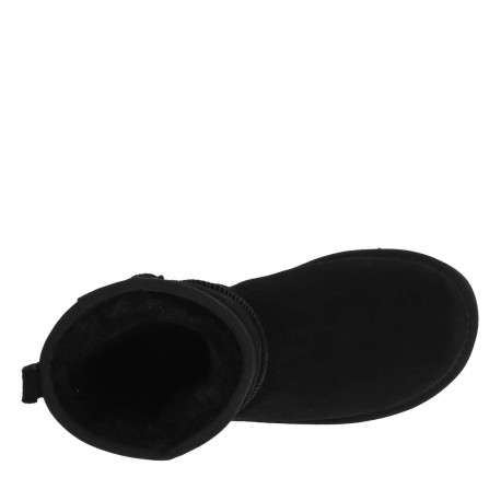 Boots en cuir de vachette noir, fourrées en laine, à semelle plate adhérente - Image 4