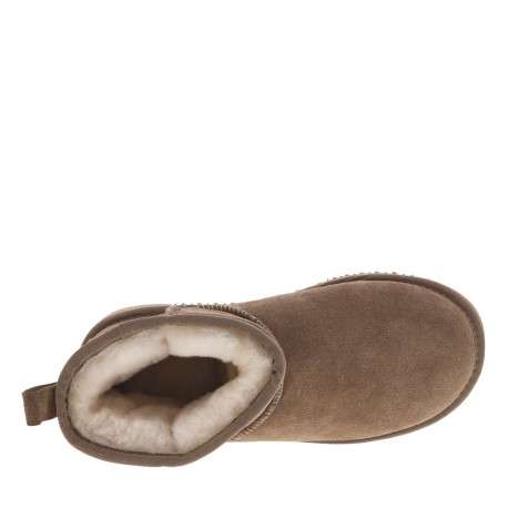 Boots en cuir de vachette beige, fourrées en laine, à semelle plate adhérente - Image 4
