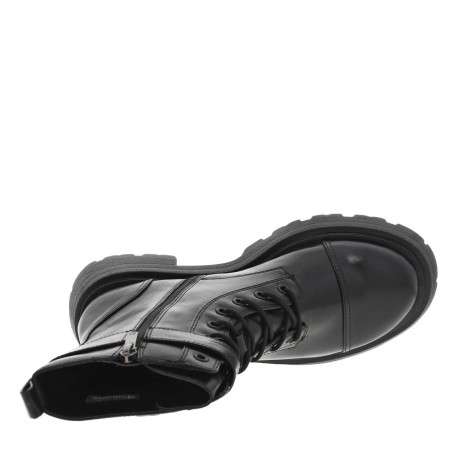 Bottines noires à semelle élargie à talon décroché moyen, lacets et zip latéral - Image 4