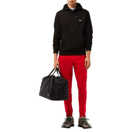 Sweat à capuche en coton mélangé noir avec une coupe droite et logo brodé