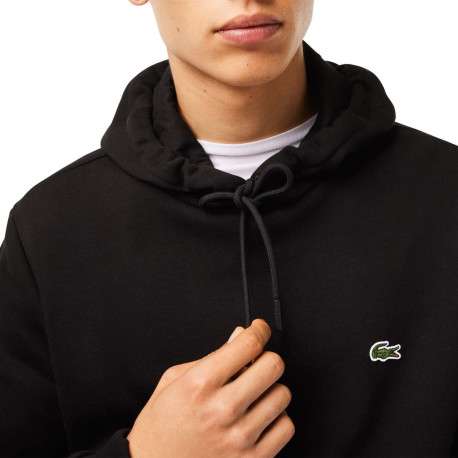 Sweat à capuche en coton mélangé noir avec une coupe droite et logo brodé - Image 4