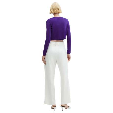 Cardigan boutonné violet avec une coupe cropped et un col rond - Image 2