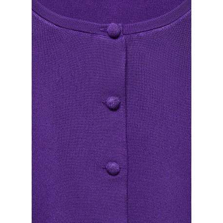 Cardigan boutonné violet avec une coupe cropped et un col rond - Image 5