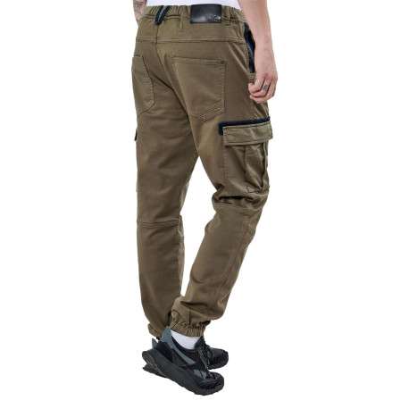 Pantalon cargo Malki en coton kaki uni à coupe slim et taille intermédiaire - Image 3