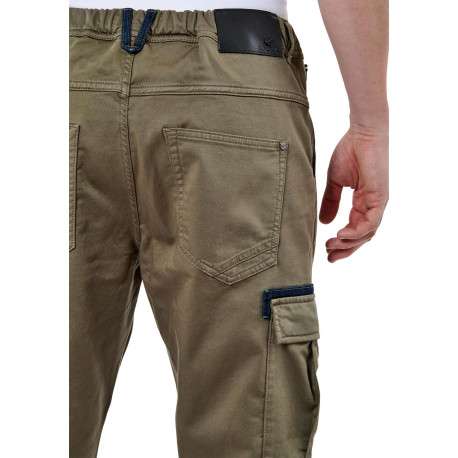 Pantalon cargo Malki en coton kaki uni à coupe slim et taille intermédiaire - Image 5