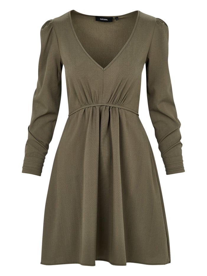 Robe courte kaki unie à...