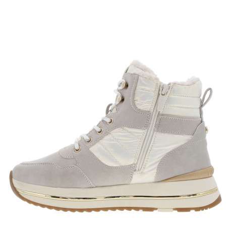 Bottines fashion, fourrées, à semelle semi-compensé et à lacets et zip latéral