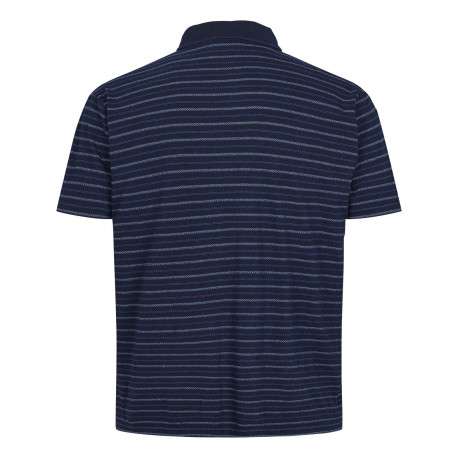 Polo en coton marine rayé col uni à 2 boutons et à manches courtes - Image 2