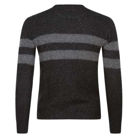 Pull en laine mélangée noir chiné avec une coupe droite et un col rond - Image 2