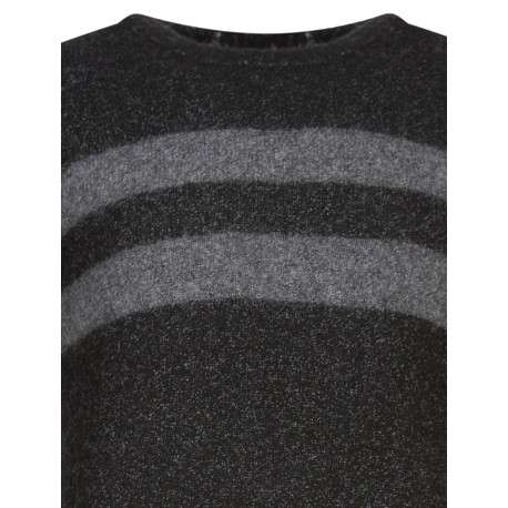 Pull en laine mélangée noir chiné avec une coupe droite et un col rond - Image 3