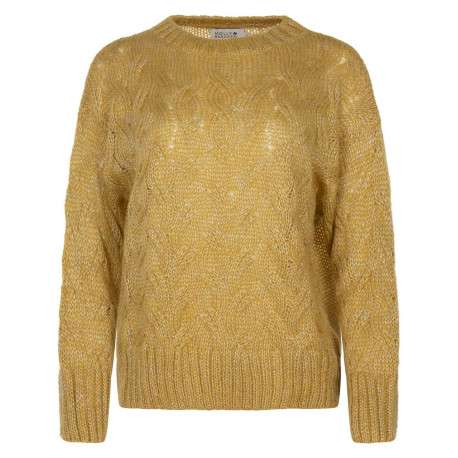 Pull or chiné en maille torsadée avec une coupe droite et un col rond