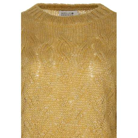 Pull or chiné en maille torsadée avec une coupe droite et un col rond - Image 3