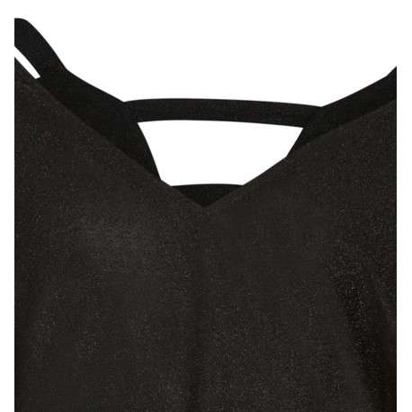 Pull noir léger, coupe ample, à col en V profond et à manche 3/4 - Image 3