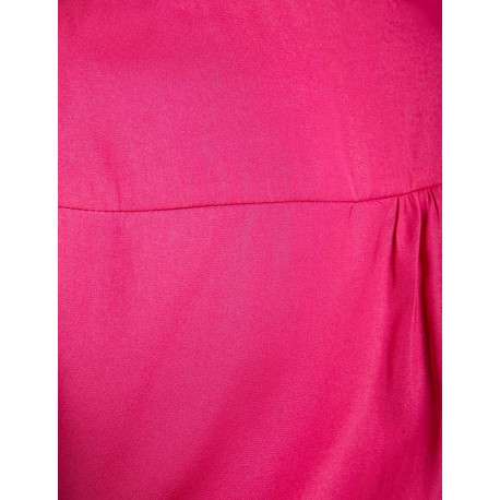 Top fuchsia en dentelle à coupe péplum col cache-coeur et à manches longues - Image 6