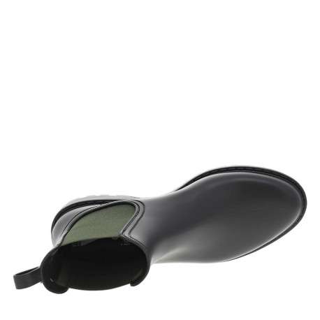 Boots noir mat, à semelle kaki à talon décroché bas et soufflet élastiqué - Image 4