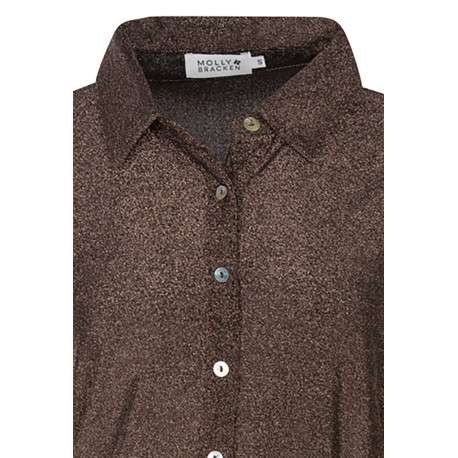 Robe courte en lurex bronzé avec une coupe près du corps et un col français - Image 3