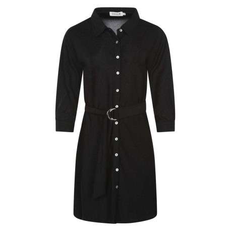 Robe courte en lurex noir avec une coupe près du corps et un col français