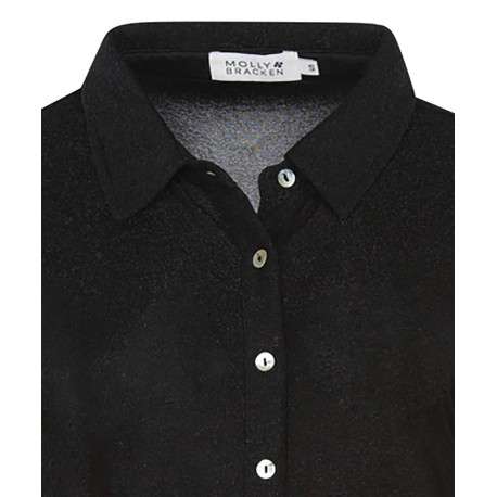 Robe courte en lurex noir avec une coupe près du corps et un col français - Image 3