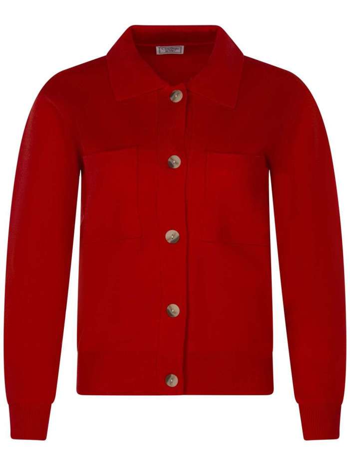 Cardigan rouge uni à coupe...